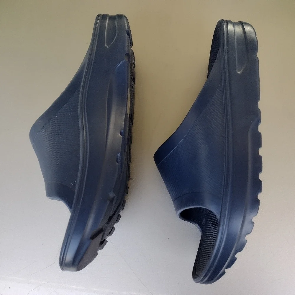 My Pillow Slide Sandals Blue Mens Size 8 Shoes Wide Strap Cushioned Comfort